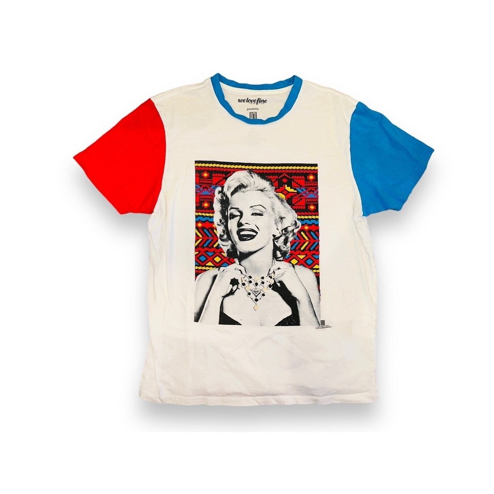 Marilyn Monroe We Love Fine T Shirt Top Red White Blue Large N1